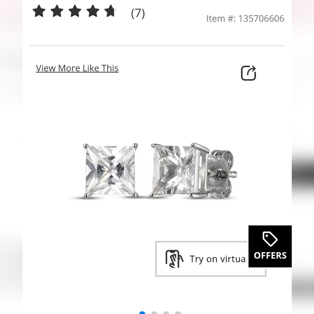 Zales Silver Princess Cut Stud Earrings